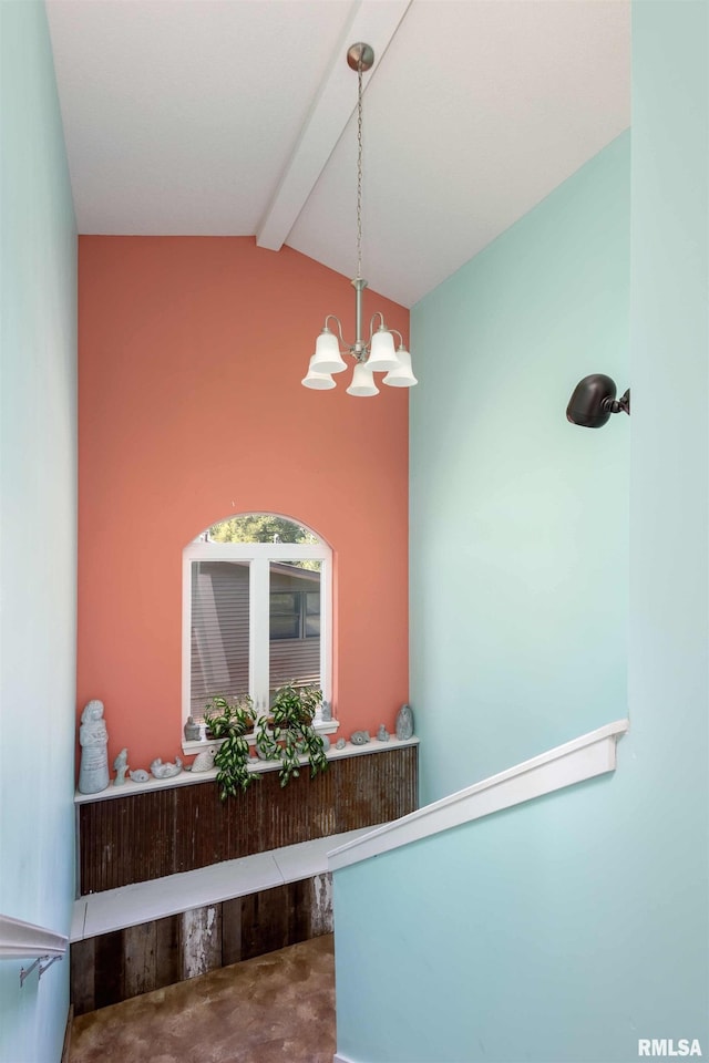 24711 178th St, Pleasant Valley, IA 52767 - detailed view of beamed ceiling and a chandelier