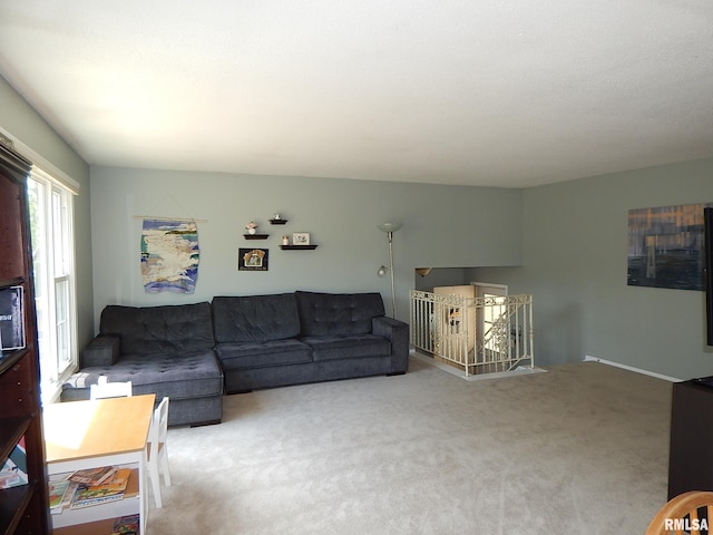 view of carpeted living area