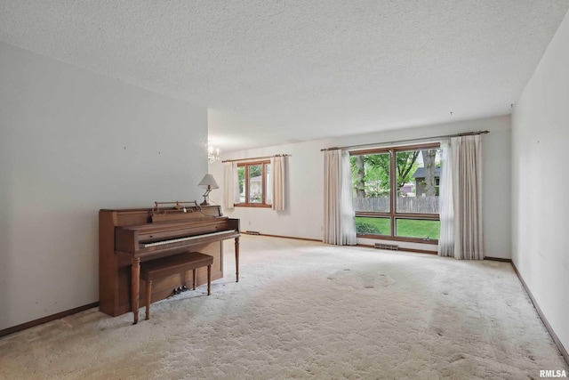3816 Woodland Ct, Davenport, IA 52807 - sitting room featuring carpet floors, baseboards, and a textured ceiling