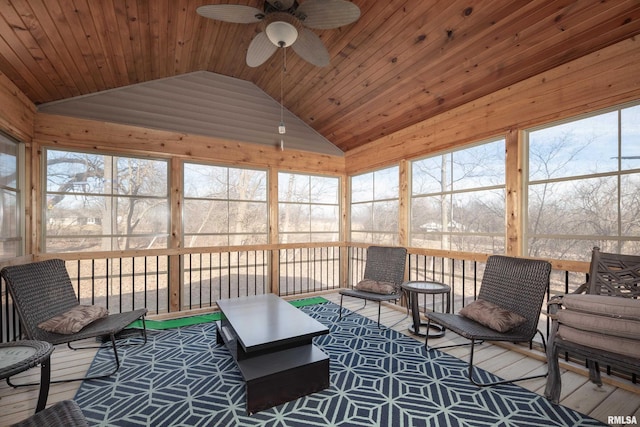 9932 123rd St, Davenport, IA 52804 - sunroom / solarium featuring a ceiling fan and lofted ceiling