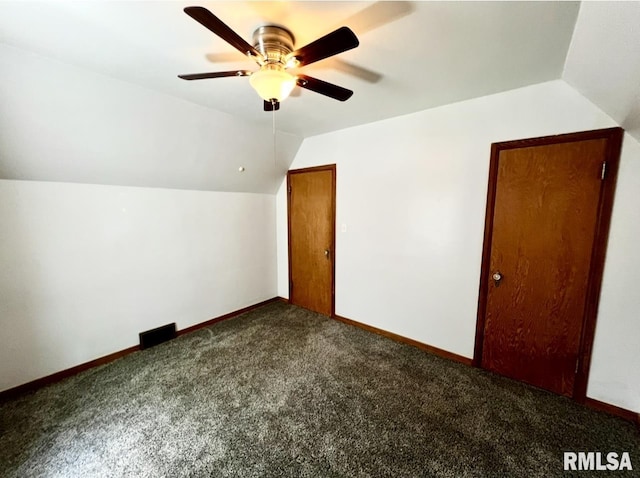 101 N Ridge St, Cambridge, IL 61238 - additional living space featuring carpet flooring, lofted ceiling, ceiling fan, and baseboards