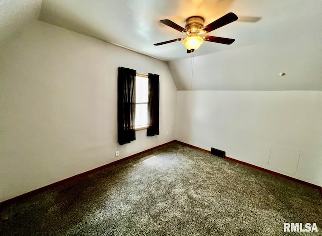 101 N Ridge St, Cambridge, IL 61238 - additional living space featuring a ceiling fan, vaulted ceiling, carpet, and baseboards