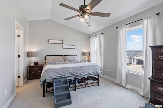 4625 W 11th St, Davenport, IA 52804 - bedroom featuring vaulted ceiling, carpet flooring, baseboards, and a ceiling fan