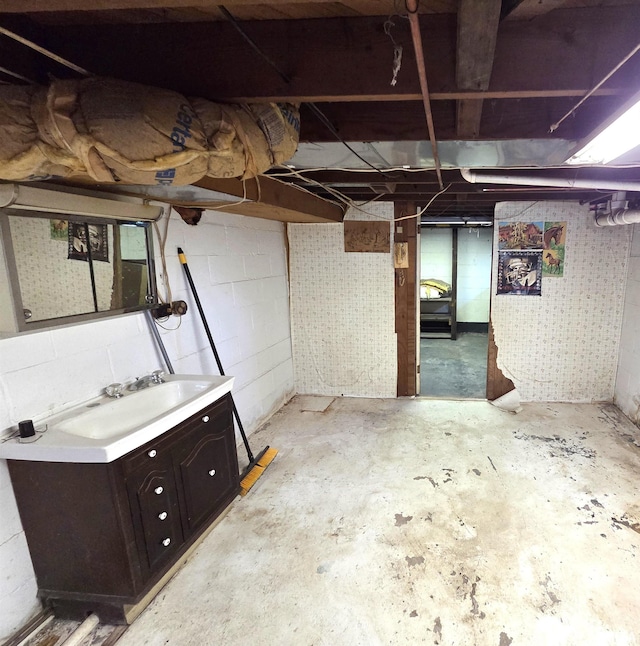 620 NW 2nd Ave, Aledo, IL 61231 - unfinished basement with concrete block wall and a sink