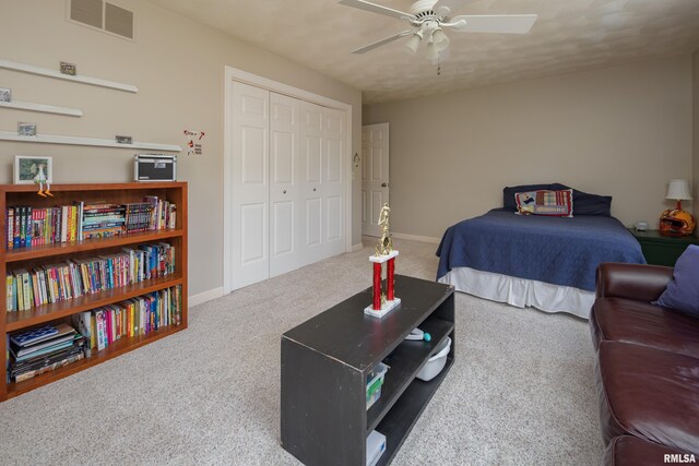 1220 38th Avenue Ct, Rock Island, IL 61201 - carpeted bedroom with a closet, baseboards, and ceiling fan
