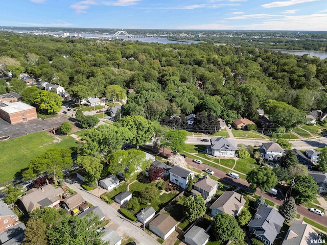 2544 E St, Davenport, IA 52803 - aerial overview of property's location with a large body of water, a notable bridge, and nearby suburban area