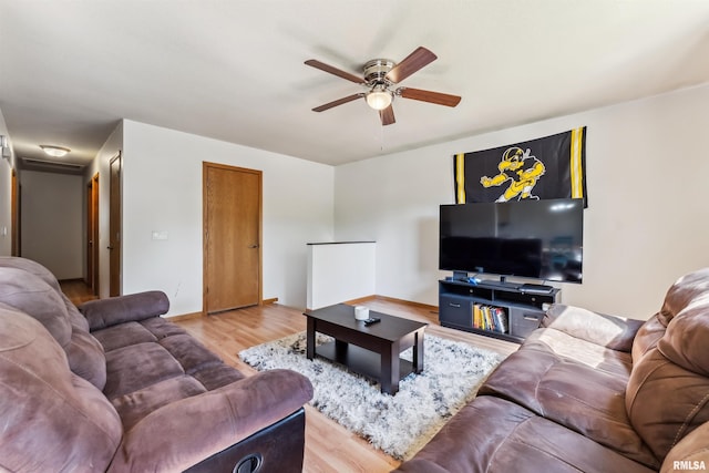 5812 N Thornwood Ave, Davenport, IA 52806 - living area featuring a ceiling fan and wood finished floors
