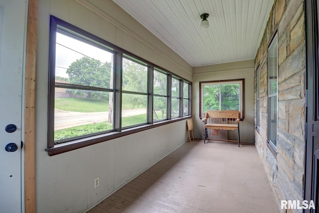 1845 S Bluff Blvd, Clinton, IA 52732 - unfurnished sunroom featuring wooden ceiling