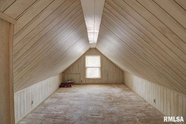 1845 S Bluff Blvd, Clinton, IA 52732 - bonus room featuring vaulted ceiling, wooden walls, and carpet