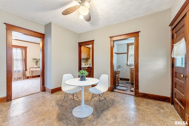 314 W Locust St, Cambridge, IL 61238 - dining room with baseboards and ceiling fan