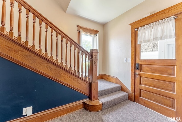 110 NW 3rd Ave, Aledo, IL 61231 - carpeted entrance foyer featuring stairway