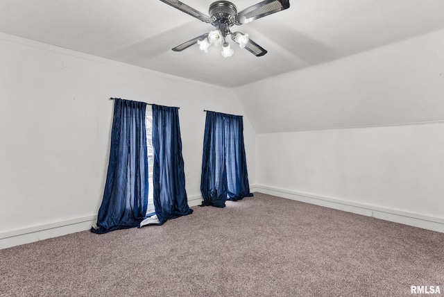 706 8th St, De Witt, IA 52742 - additional living space with carpet, ceiling fan, and lofted ceiling
