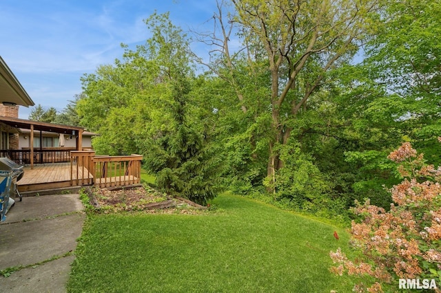 28009 230th St, Le Claire, IA 52753 - view of grassy yard featuring a deck