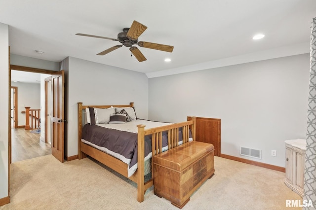 27998 229th St, Le Claire, IA 52753 - bedroom with carpet, baseboards, recessed lighting, and ceiling fan