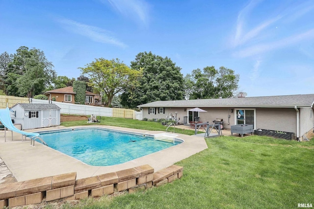 21704 283rd Ave, Le Claire, IA 52753 - view of pool with a water slide and a patio
