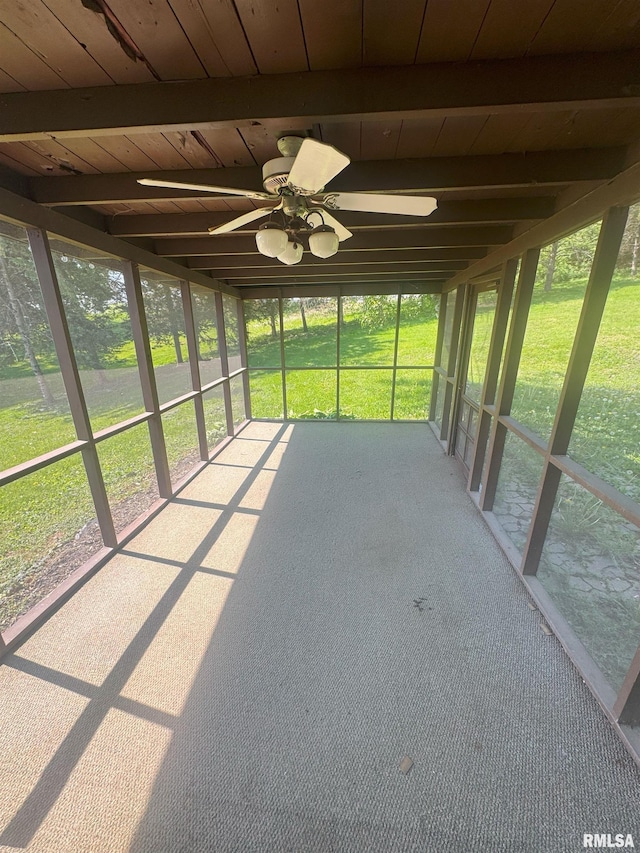 1510 Lazy Ln, Clinton, IA 52732 - unfurnished sunroom with a ceiling fan