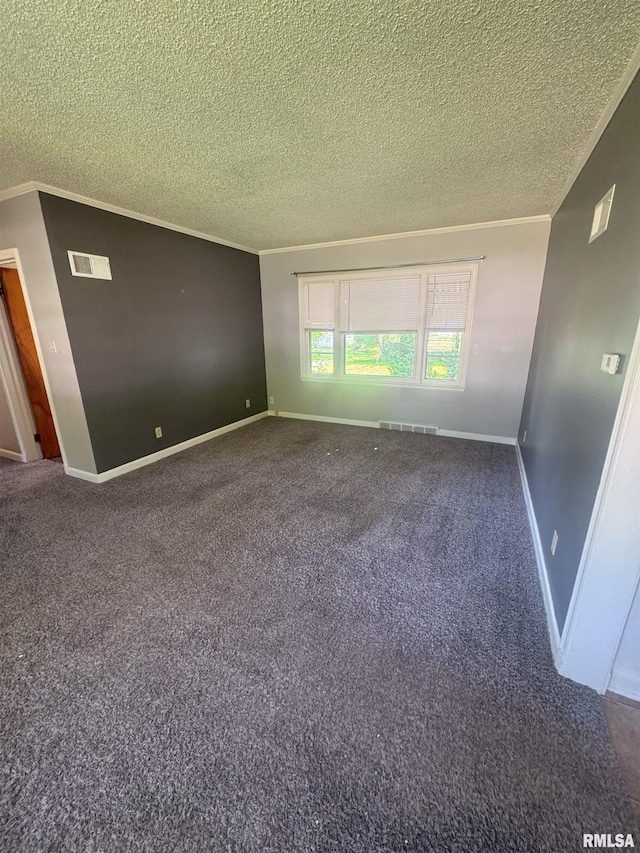 1515 Lazy Ln, Clinton, IA 52732 - carpeted empty room featuring ornamental molding, a textured ceiling, and baseboards