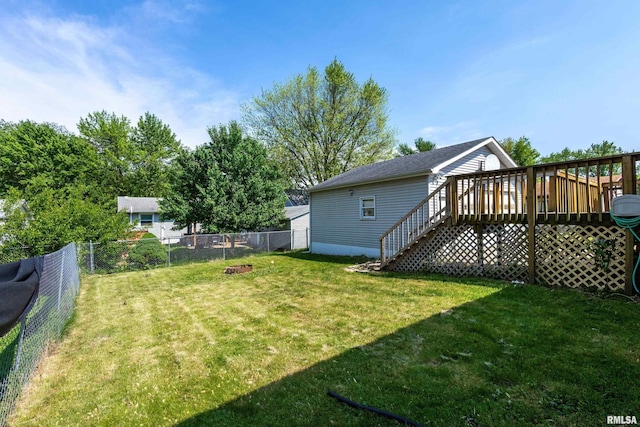 1413 N Pioneer St, Davenport, IA 52804 - view of yard featuring a deck and stairs