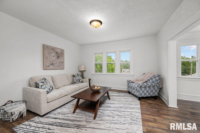 1603 Judson St, Davenport, IA 52803 - living room featuring healthy amount of natural light, wood finished floors, a textured ceiling, and baseboards