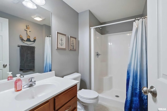 6732 Brookview Ln, Davenport, IA 52806 - bathroom featuring vanity, toilet, and curtained shower