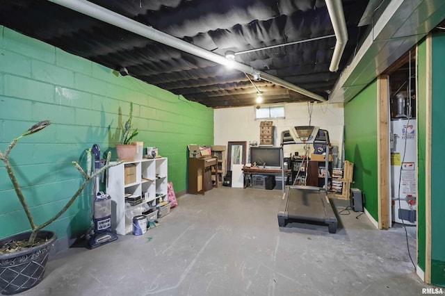 3129 Harrison St, Davenport, IA 52803 - basement with gas water heater and concrete block wall