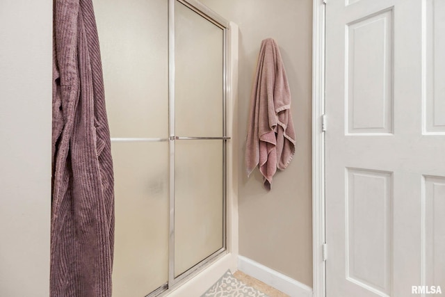 1816 Calico Rd, Marion, IL 62959 - bathroom with a stall shower and baseboards