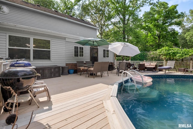 1816 Calico Rd, Marion, IL 62959 - view of pool with an outdoor living space, outdoor dining space, a deck, and grilling area