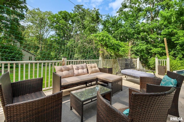 1816 Calico Rd, Marion, IL 62959 - view of patio with an outdoor living space and view of wooded area