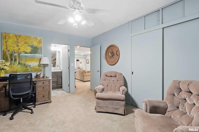 1104 Kimberly Rd Unit 1006, Bettendorf, IA 52722 - home office with light carpet and ceiling fan