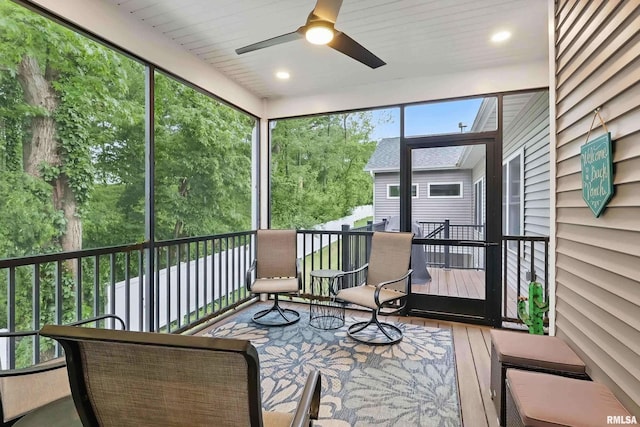 1327 Heights Ct, Bettendorf, IA 52803 - sunroom with ceiling fan