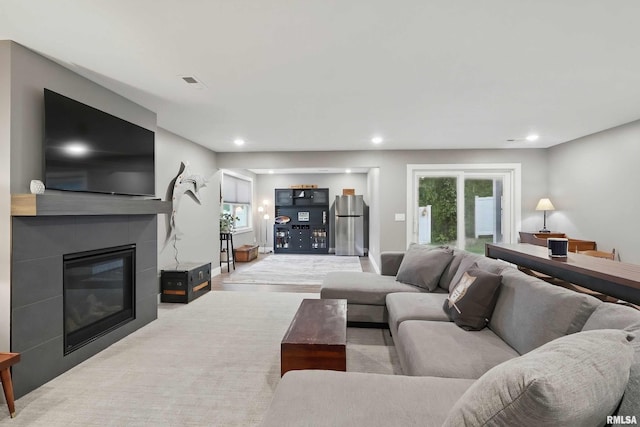 1327 Heights Ct, Bettendorf, IA 52803 - living room with a fireplace and recessed lighting