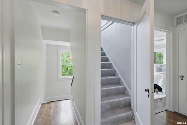 923 22nd St, Moline, IL 61265 - stairway featuring wood finished floors and baseboards