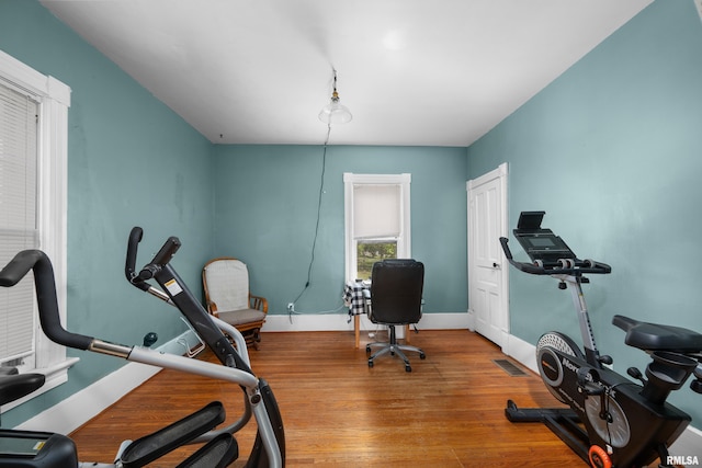 503 SW 4th Ave, Galva, IL 61434 - workout area featuring wood finished floors and baseboards