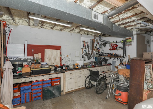 2015 N Zenith Ave, Davenport, IA 52804 - below grade area with a workshop area and concrete block wall