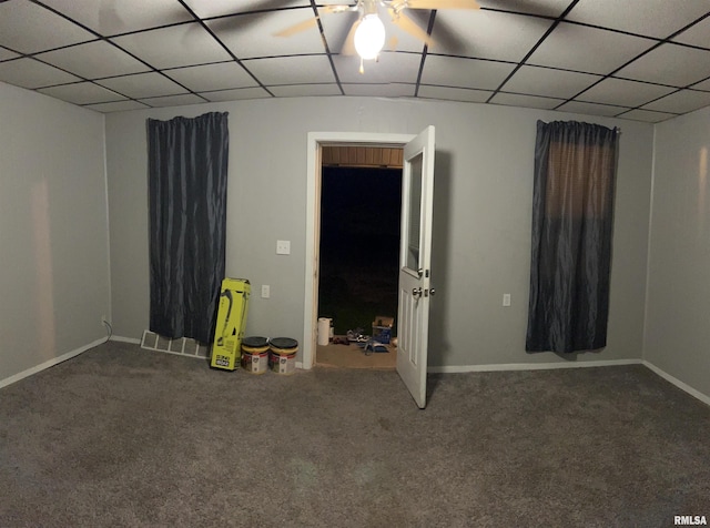 105-109 NE 5th Ave, Aledo, IL 61231 - empty room featuring carpet floors, a drop ceiling, and baseboards