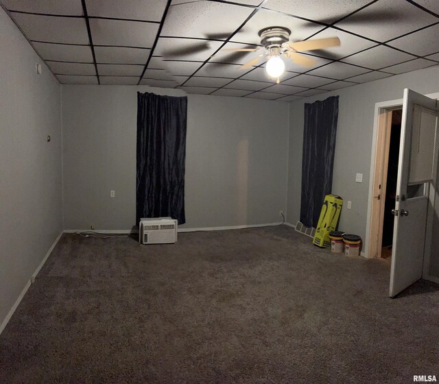 105-109 NE 5th Ave, Aledo, IL 61231 - carpeted empty room featuring a paneled ceiling, baseboards, and a ceiling fan