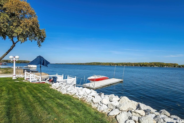 22867 Great River Rd, Le Claire, IA 52753 - dock area with a water view and a lawn