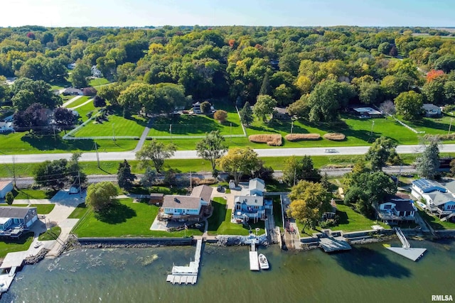 22867 Great River Rd, Le Claire, IA 52753 - drone / aerial view of a large body of water and a heavily wooded area