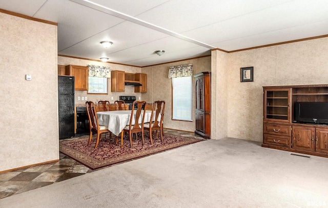 402 S Meadow St, Royalton, IL 62983 - dining room with ornamental molding and carpet floors