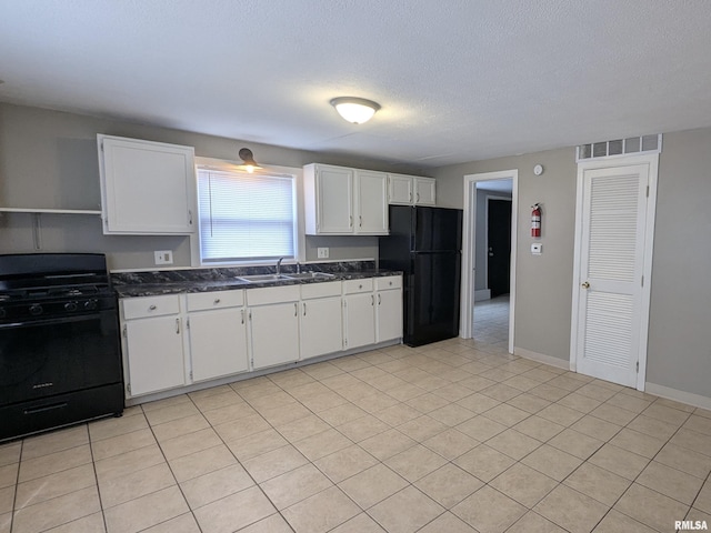 1012 Bridge Ave, Davenport, IA 52803 - kitchen featuring black appliances, a sink, open shelves, white cabinets, and baseboards
