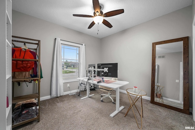 510 W Pinehurst Dr, Eldridge, IA 52748 - carpeted home office with a ceiling fan and baseboards