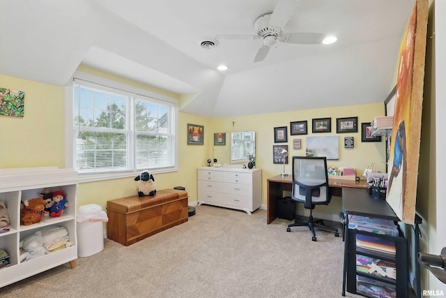 2312 Windsor Dr, Davenport, IA 52807 - carpeted office with a ceiling fan and vaulted ceiling