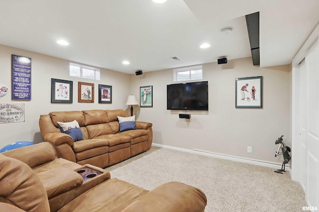 2312 Windsor Dr, Davenport, IA 52807 - living area with carpet flooring, plenty of natural light, recessed lighting, and baseboards