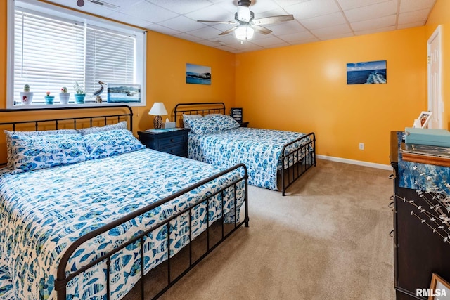 605 Lakeshore Dr S, Goreville, IL 62939 - bedroom featuring carpet flooring, ceiling fan, and a paneled ceiling