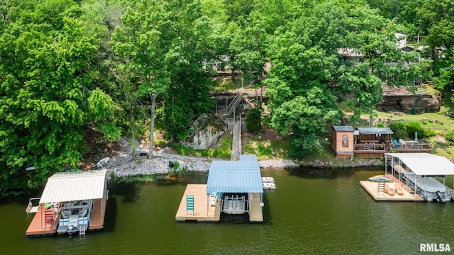 605 Lakeshore Dr S, Goreville, IL 62939 - dock area with boat lift and a water view