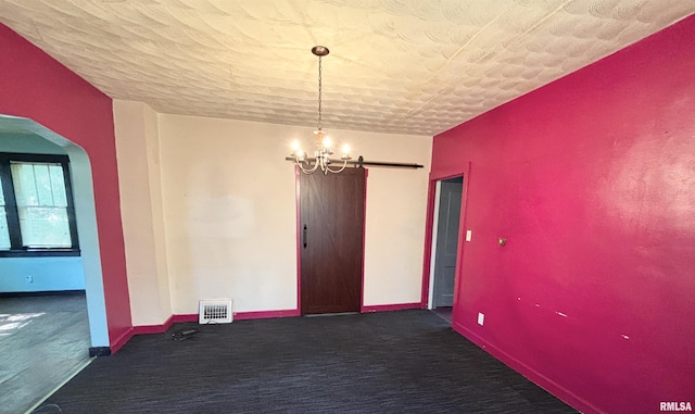 837 19th Ave, Moline, IL 61265 - carpeted spare room with a chandelier, baseboards, and arched walkways