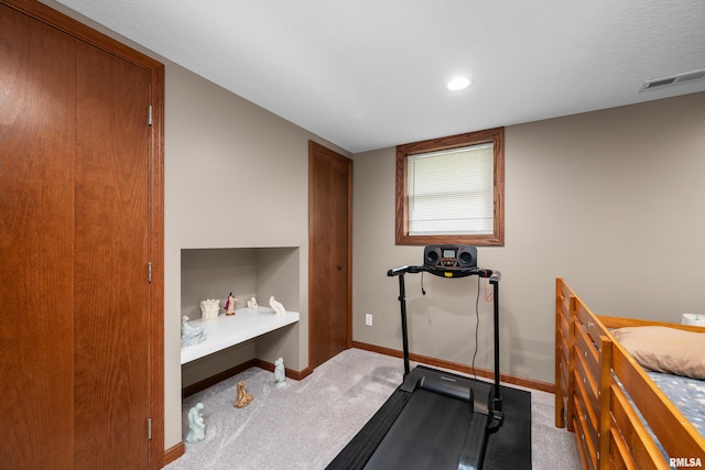 2614 W 59th St, Davenport, IA 52806 - workout room featuring baseboards, carpet floors, and recessed lighting