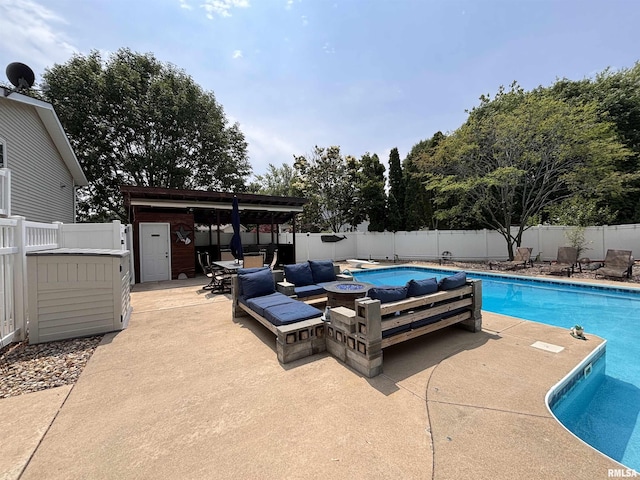 462 Circle Dr, Kewanee, IL 61443 - view of pool featuring a fire pit, a fenced backyard, and a patio