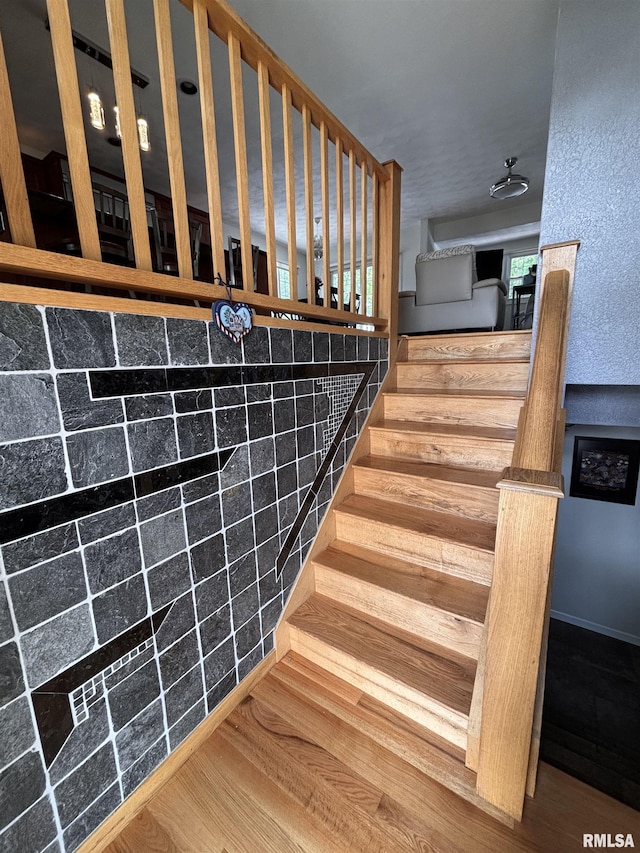 462 Circle Dr, Kewanee, IL 61443 - stairs featuring wood finished floors