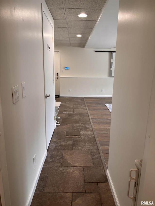 462 Circle Dr, Kewanee, IL 61443 - hall with baseboards, recessed lighting, and stone finish flooring
